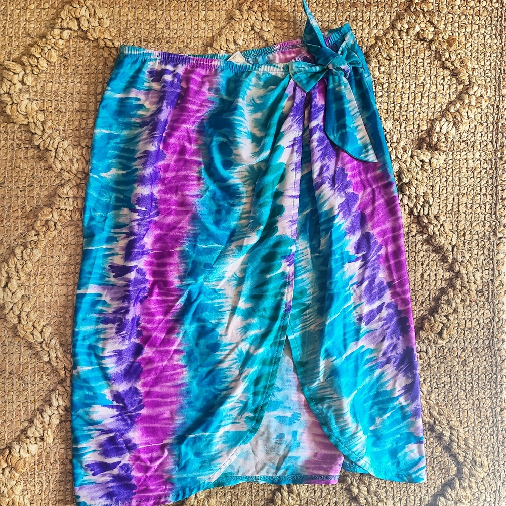 Vintage tye dye bathing suit cover up -C